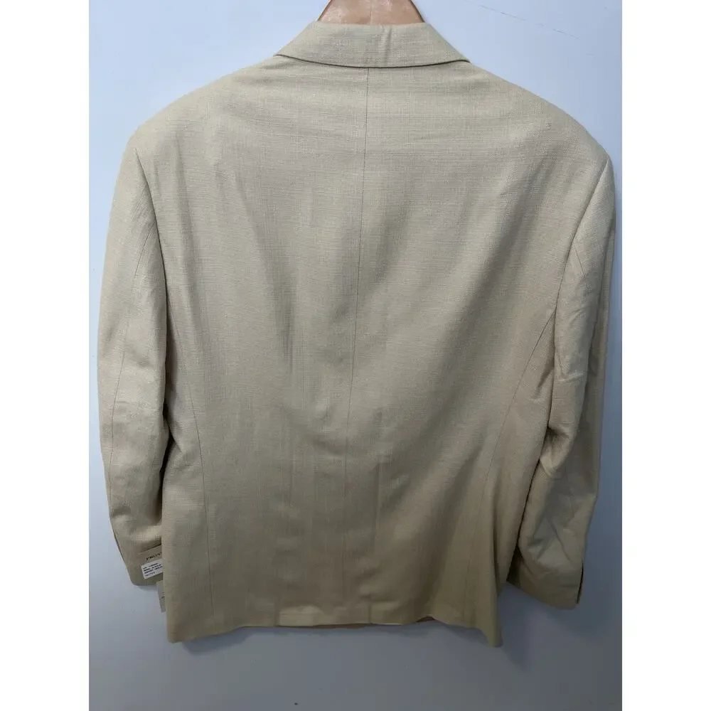 Pronto Uomo 100% Silk Blazer 44L Tan 2 Button NWT